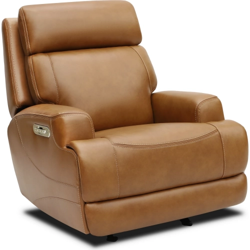 Marsha Triple Power Auto Glider Recliner with Bluetooth, Massage & Heat in Brown Top-Grain Leather